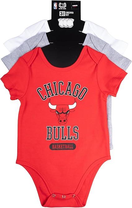 Ultra Game NBA Chicago Bulls Super Soft Cotton 3 Pack Baby Creeper Bodysuit|Chicago Bulls - UltraGameShop