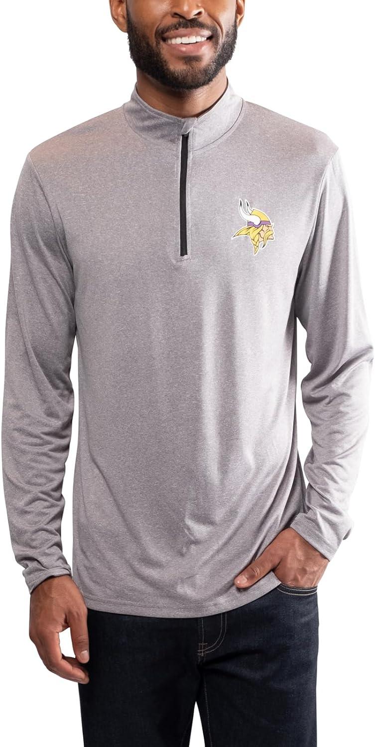 Ultra Game NFL Minnesota Vikings Mens Super Soft Quarter Zip Long Sleeve T-Shirt|Minnesota Vikings - UltraGameShop