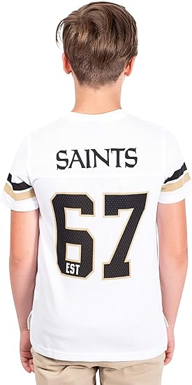 Ultra Game NFL New Orleans Saints Youth Soft Mesh Vintage Jersey T-Shirt|New Orleans Saints - UltraGameShop