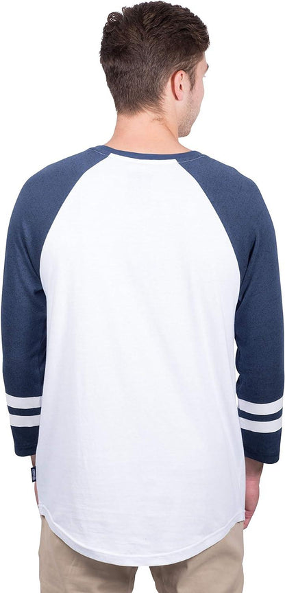 Ultra Game NFL Mens Super Soft Raglan Baseball Long Sleeve T-Shirt| Los Angeles Rams - UltraGameShop