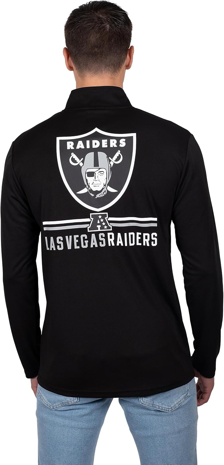 NFL Official Adults Super Soft Quarter Zip Long Sleeve T-Shirt - Unisex|Las Vegas Raiders