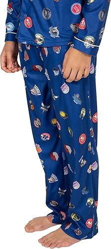 Ultra Game NBA Multi-Team Boys 2-Piece Loose-fit Button Down Pajamas Set|Multi-Team - UltraGameShop