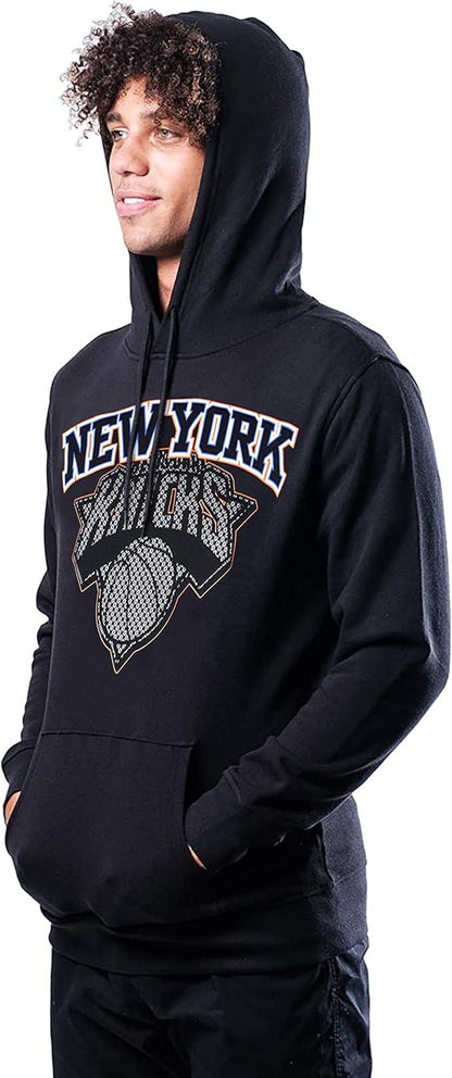 Ultra Game NBA New York Knicks Mens Fleece Hoodie Pullover Sweatshirt Primo Metallic, Black, Medium|New York Knicks - UltraGameShop