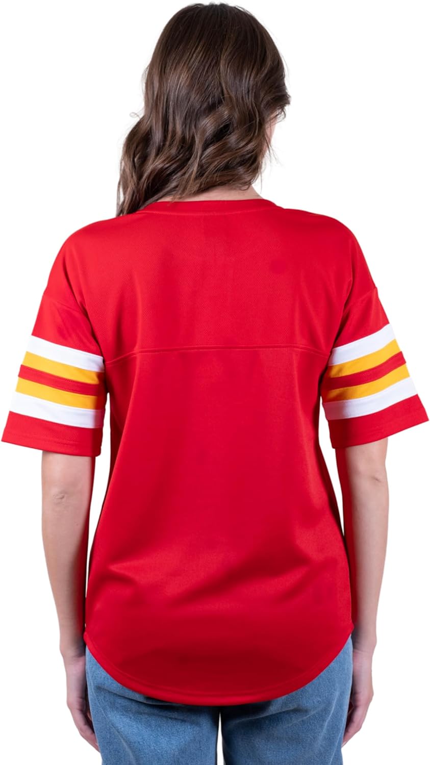Ultra Game NFL Kansas City Chiefs Womens Standard Lace Up Tee Shirt Penalty Box|Kansas City Chiefs