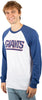 Ultra Game NFL Mens Super Soft Raglan Baseball Long Sleeve T-Shirt| New York Giants