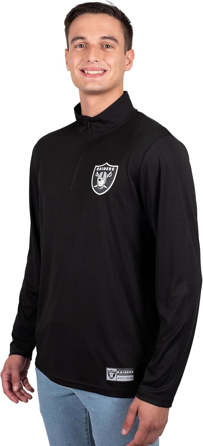 NFL Official Adults Super Soft Quarter Zip Long Sleeve T-Shirt - Unisex|Las Vegas Raiders