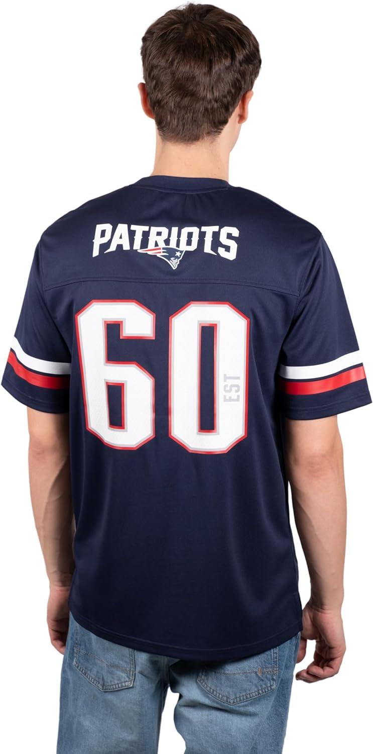 Ultra Game NFL New England Patriots Mens Standard Jersey Crew Neck Mesh Stripe T-Shirt|New England Patriots - UltraGameShop