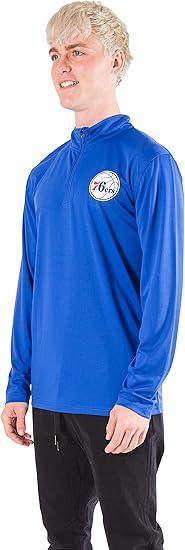 Ultra Game NBA Philadelphia 76ers Men's Quarter Zip Long Sleeve Pullover T-Shirt|Philadelphia 76ers - UltraGameShop