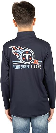 Ultra Game NFL Tennessee Titans Youth Super Soft Quarter Zip Long Sleeve T-Shirt|Tennessee Titans - UltraGameShop