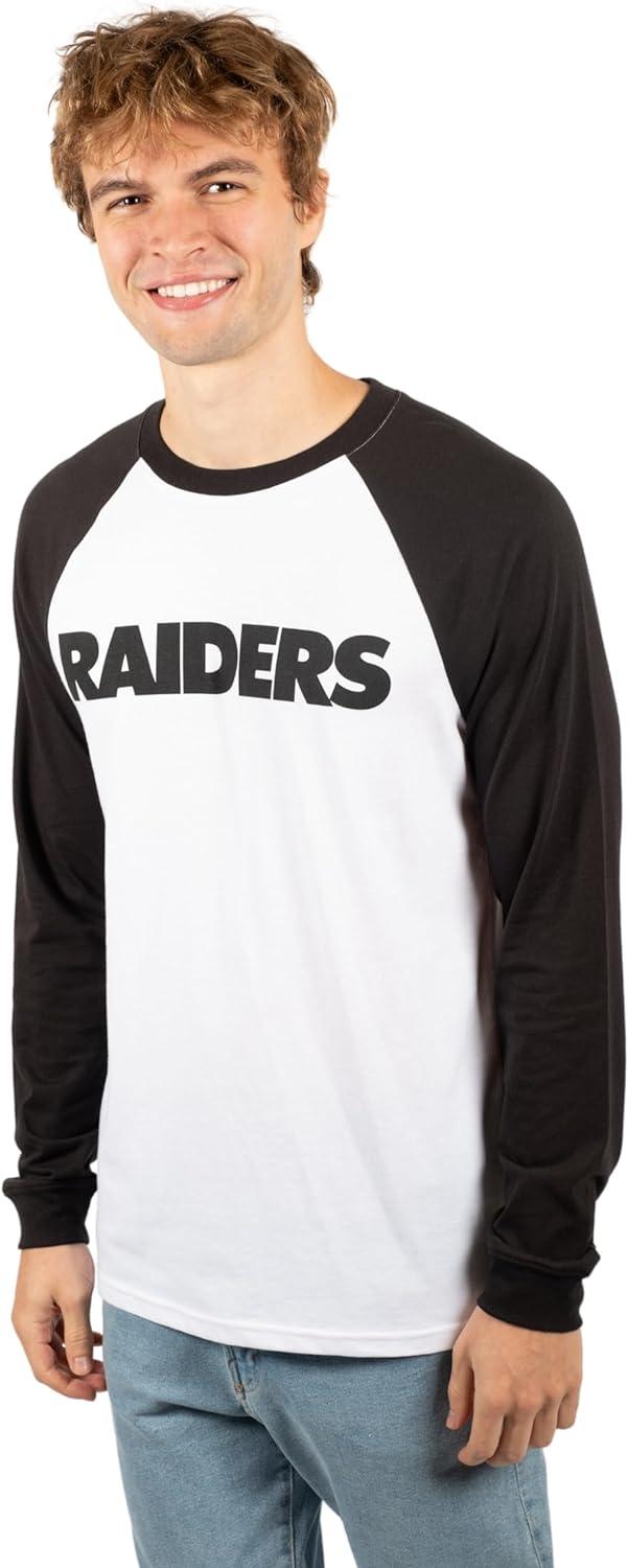 Ultra Game NFL Mens Super Soft Raglan Baseball Long Sleeve T-Shirt| Las Vegas Raiders - UltraGameShop