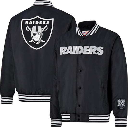 Ultra Game Adults NFL Official Smashing Records Satin Jacket|Las Vegas Raiders