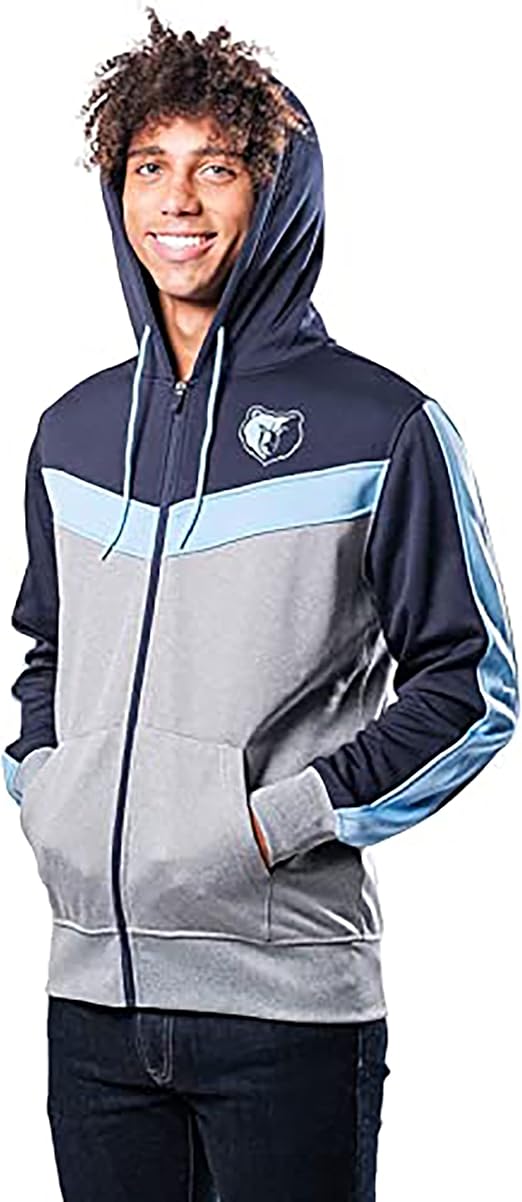 Ultra Game NBA Memphis Grizzlies Men's Contrast Back Cut Full Zip Hoodie Sweatshirt|Memphis Grizzlies - UltraGameShop