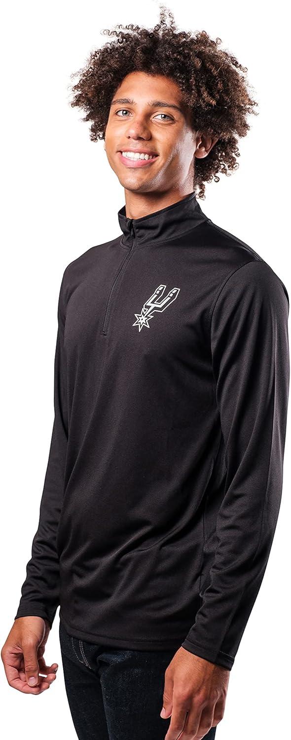 Ultra Game NBA San Antonio Spurs Men's Quarter Zip Long Sleeve Pullover T-Shirt|San Antonio Spurs - UltraGameShop