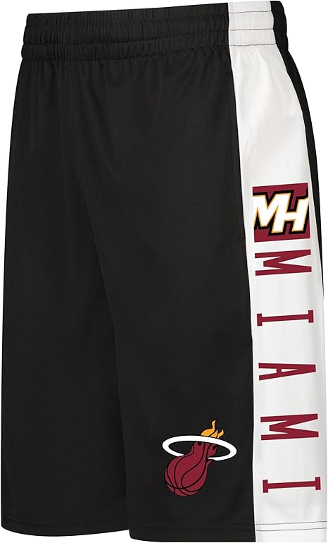Ultra Game NBA Official Men‚Äôs Super Soft Active Workout Basketball Training Shorts - Unisex, Miami Heat, Black|Miami Heat