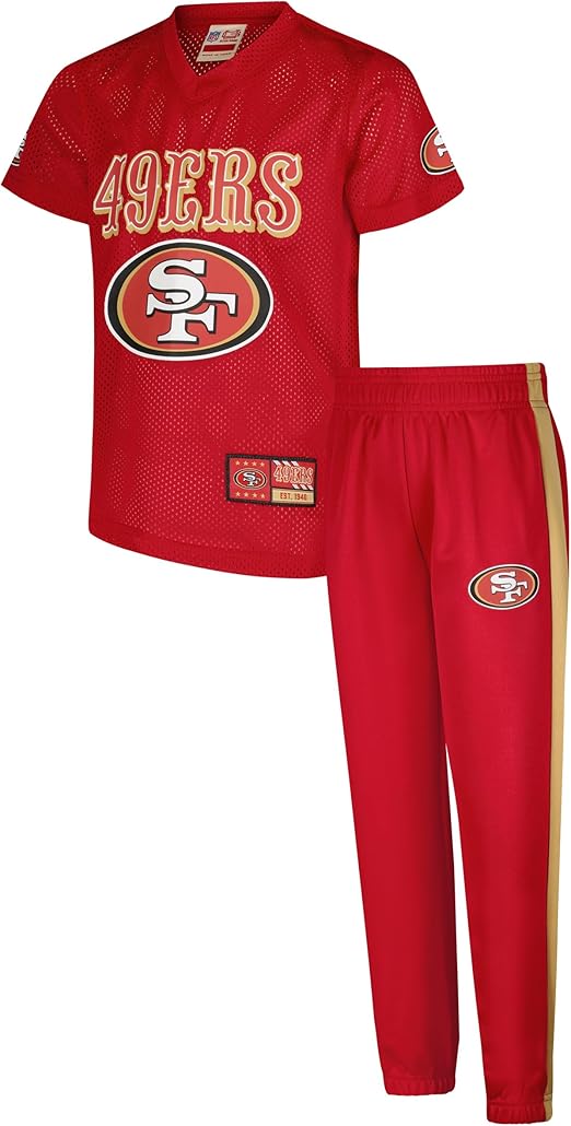 Ultra Game NFL Official Youth Uniform Set - Includes Super Soft Jersey, Pants, Iron on Numbers & Team Sticker Set, San Francisco 49ers, Team Color|San Francisco 49ers