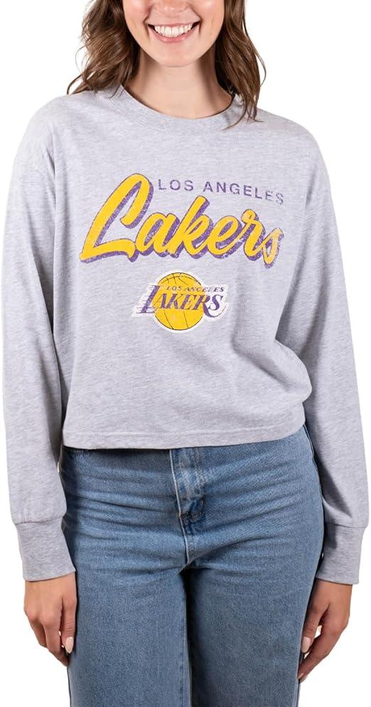 Ultra Game NBA Los Angeles Lakers Women's Super-Soft Crop Top Shirt|Los Angeles Lakers - UltraGameShop