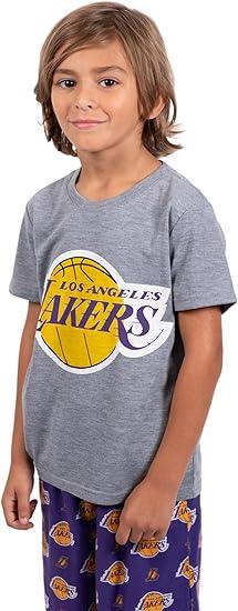 Ultra Game NBA Los Angeles Lakers Boys 2 Piece Tee Shirt & Lounge Pants Pajama Set| Los Angeles Lakers - UltraGameShop