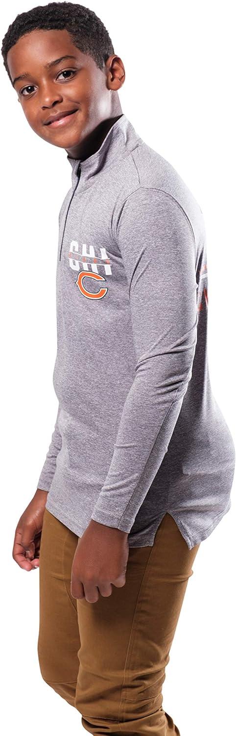 Ultra Game NFL Chicago Bears Youth Super Soft Quarter Zip Long Sleeve T-Shirt|Chicago Bears - UltraGameShop