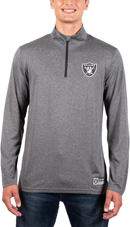 NFL Official Adults Super Soft Quarter Zip Long Sleeve T-Shirt - Unisex|Las Vegas Raiders