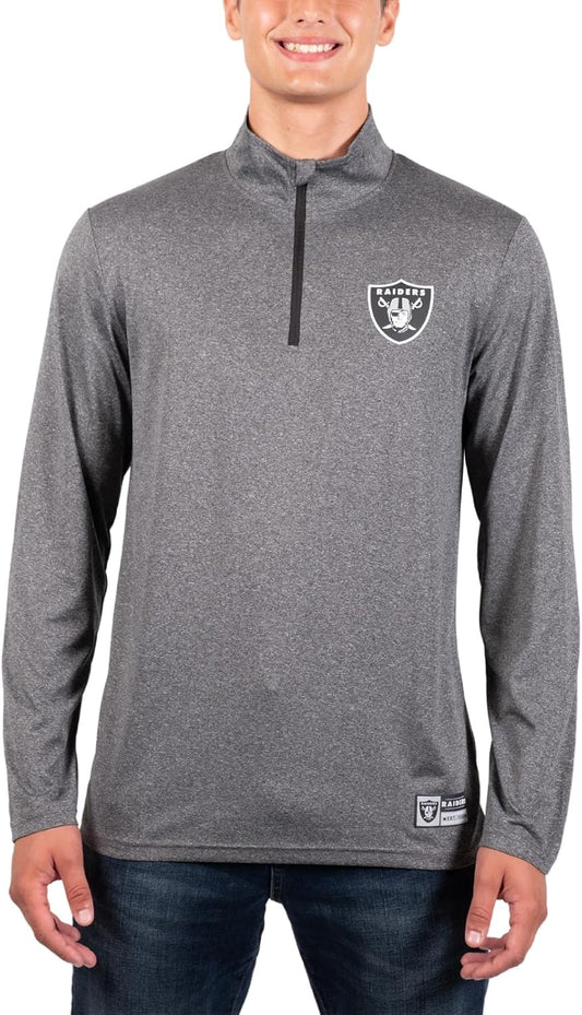 NFL Official Adults Super Soft Quarter Zip Long Sleeve T-Shirt - Unisex|Las Vegas Raiders