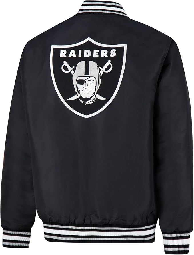 Ultra Game Adults NFL Official Smashing Records Satin Jacket|Las Vegas Raiders