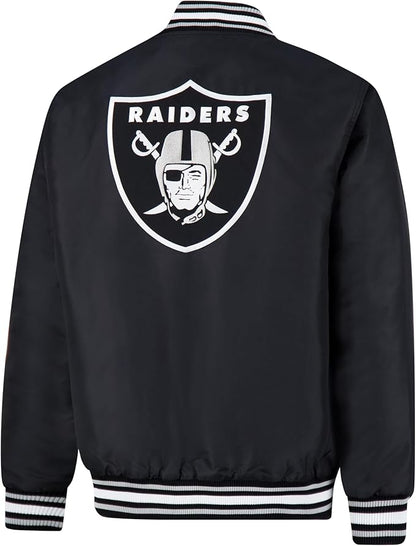 Ultra Game Adults NFL Official Smashing Records Satin Jacket|Las Vegas Raiders