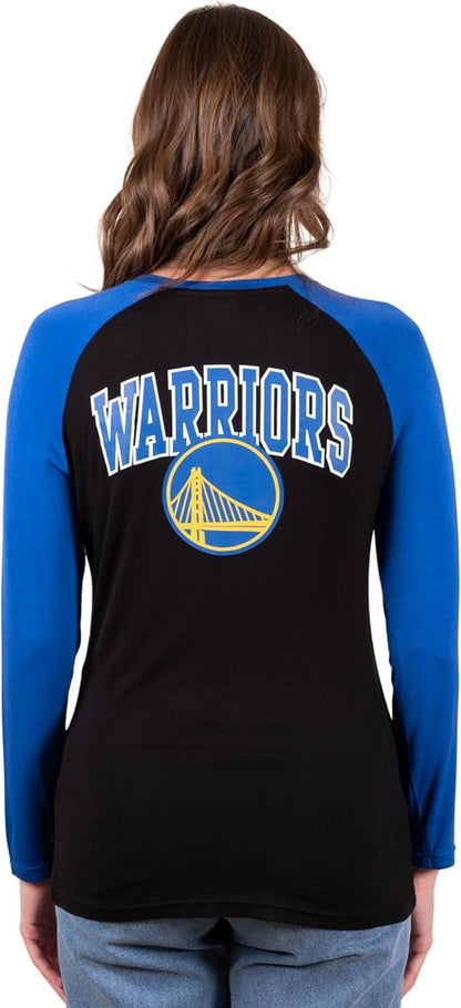 Ultra Game NBA Golden State Warriors Women's Super Soft Long Sleeve Lace-up Shirt|Golden State Warriors - UltraGameShop