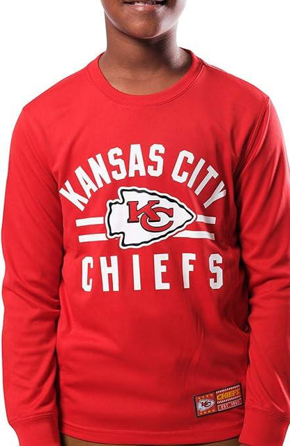 Ultra Game NFL Kansas City Chiefs Youth Super Soft Supreme Long Sleeve T-Shirt|Kansas City Chiefs - UltraGameShop