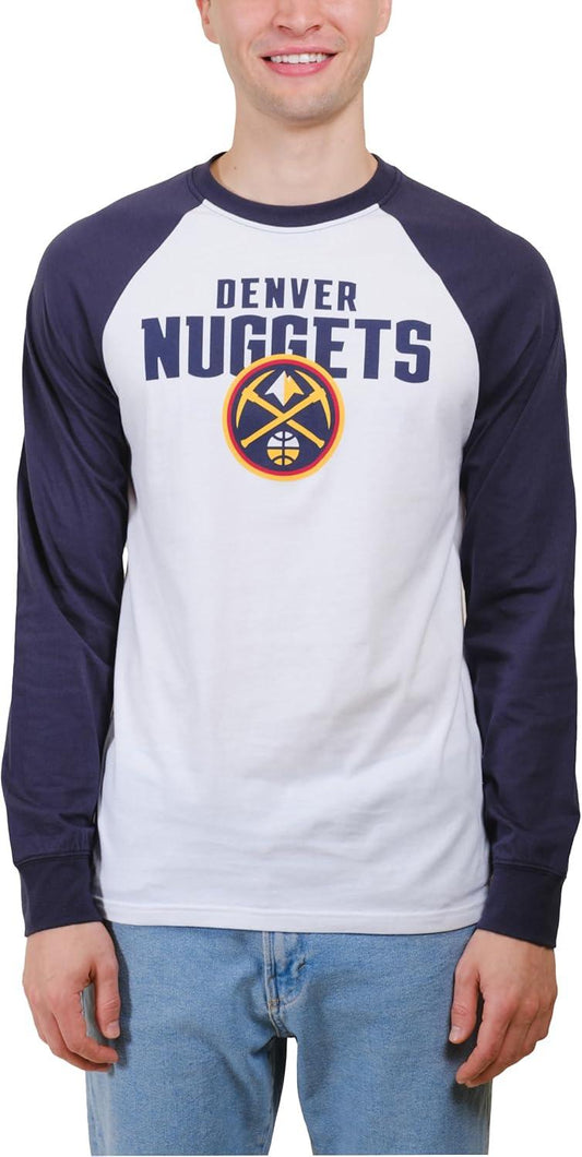 Ultra Game NBA Denver Nuggets Men's Super Soft Raglan Baseball T-Shirt |Denver Nuggets - UltraGameShop