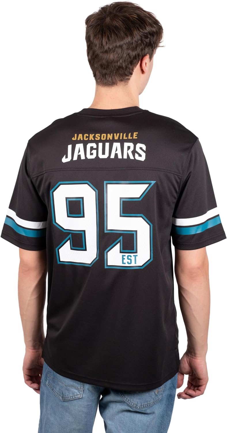 Ultra Game NFL Jacksonville Jaguars Mens Standard Jersey Crew Neck Mesh Stripe T-Shirt|Jacksonville Jaguars - UltraGameShop