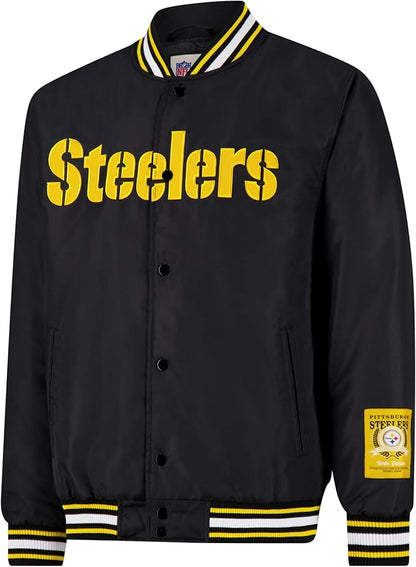 Ultra Game Adults NFL Official Smashing Records Satin Jacket|Pittsburgh Steelers