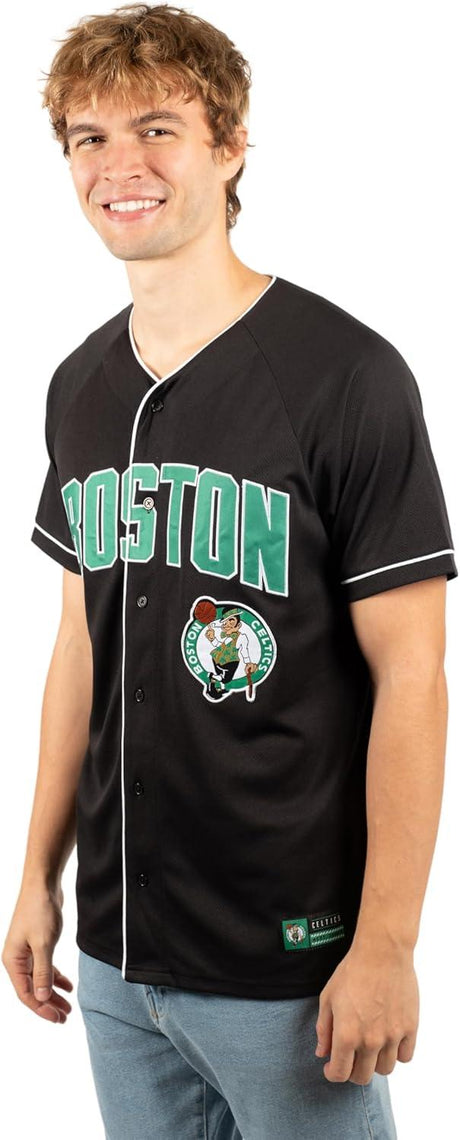 Ultra Game NBA Boston Celtics Men's Mesh Button Down Baseball T-Shirt|Boston Celtics - UltraGameShop