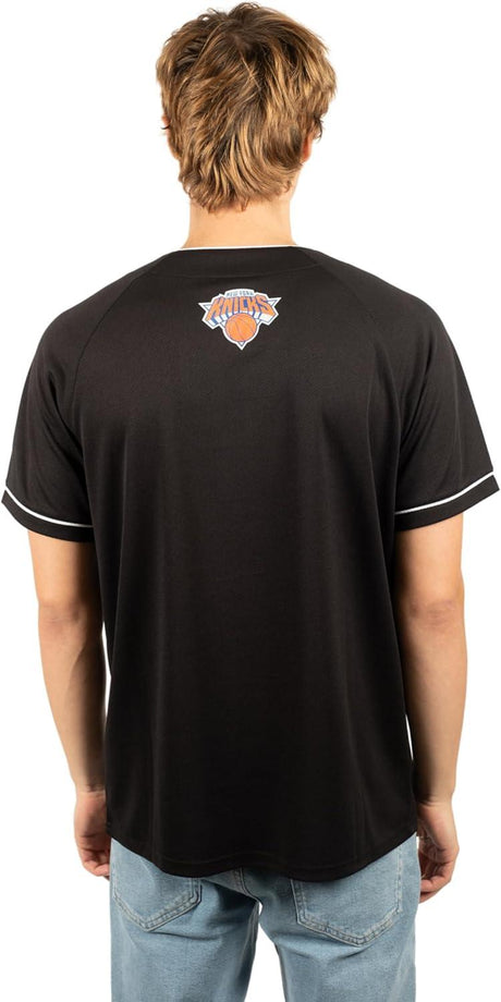 Ultra Game NBA New York Knicks Men's Mesh Button Down Baseball T-Shirt|New York Knicks - UltraGameShop