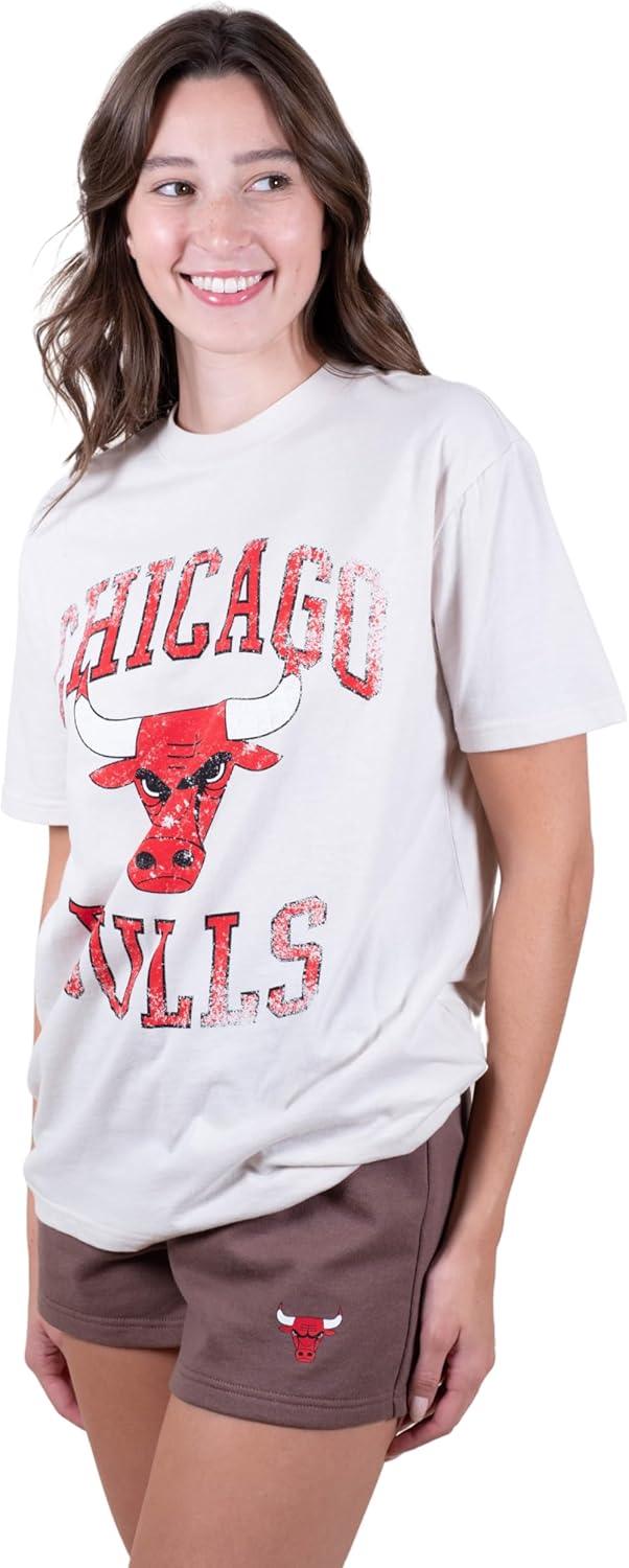 Ultra Game NBA Chicago Bulls Women's Super Soft T-Shirt & Short Set|Chicago Bulls - UltraGameShop