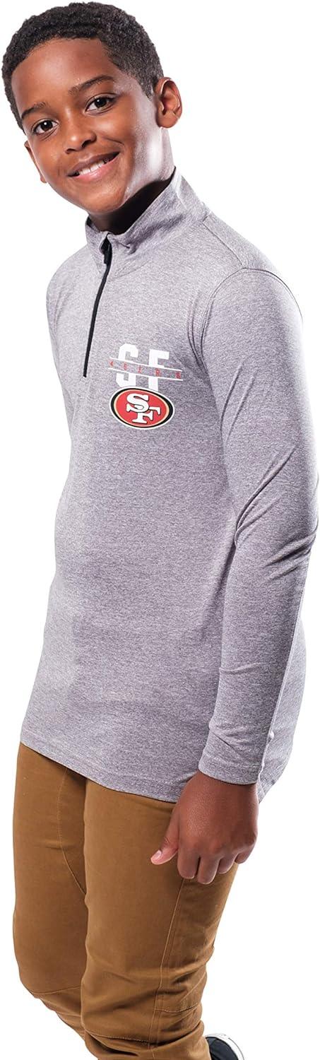 Ultra Game NFL San Francisco 49ers Youth Super Soft Quarter Zip Long Sleeve T-Shirt|San Francisco 49ers - UltraGameShop