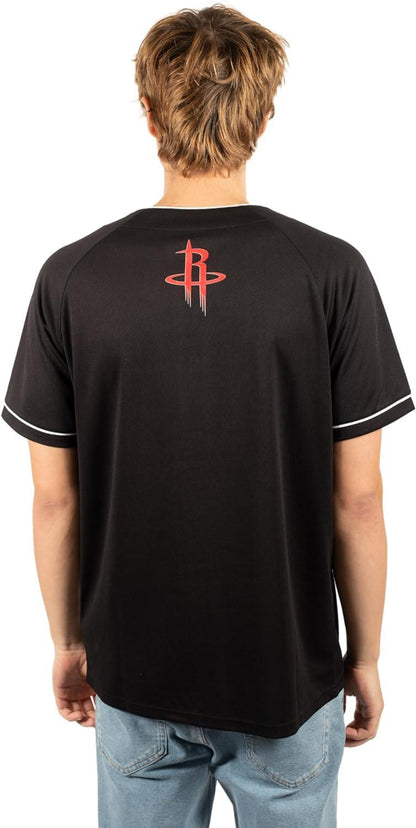 Ultra Game NBA Houston Rockets Men's Mesh Button Down Baseball T-Shirt|Houston Rockets - UltraGameShop