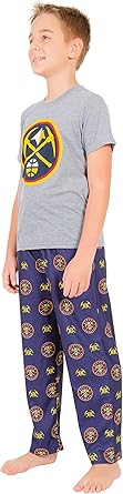Ultra Game NBA Official Youth 2 Piece T-Shirt & Lounge Pants Pajama Set, Denver Nuggets, Boys Sizes|Denver Nuggets