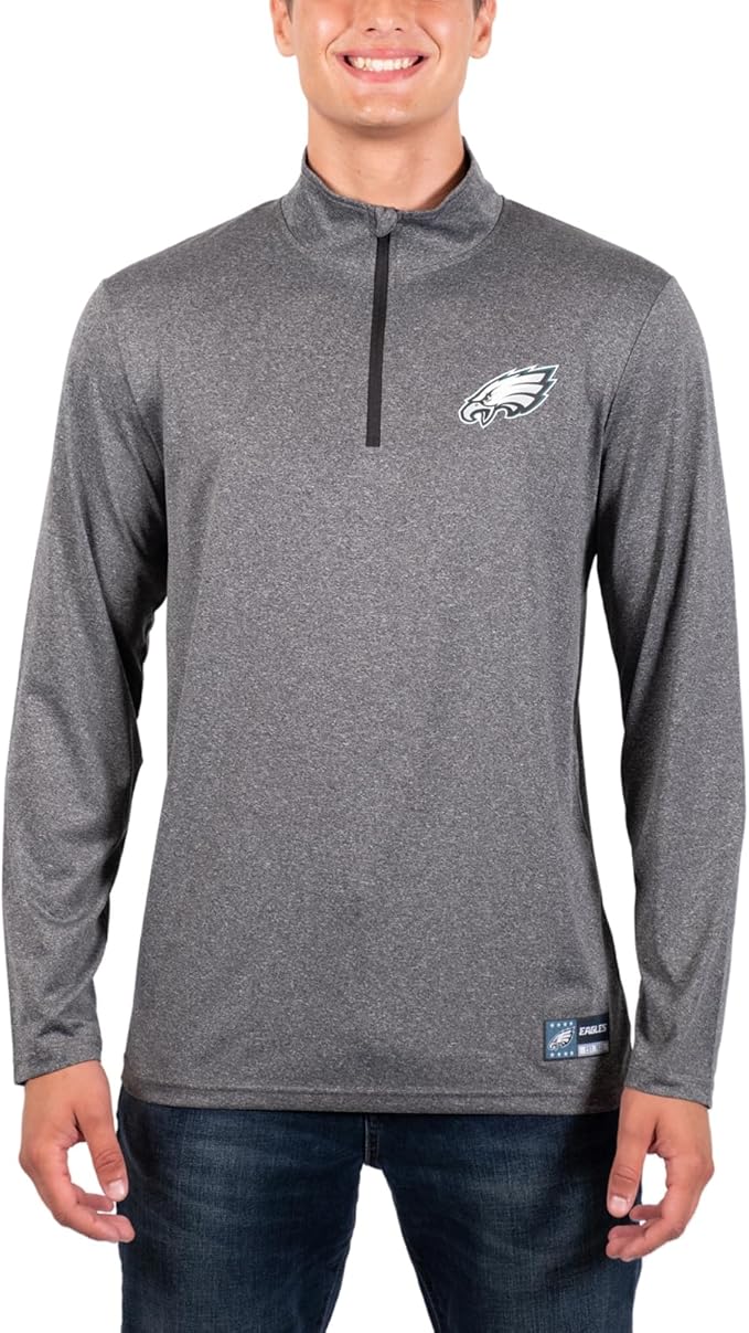 NFL Official Adults Super Soft Quarter Zip Long Sleeve T-Shirt - Unise|Philadelphia Eagles