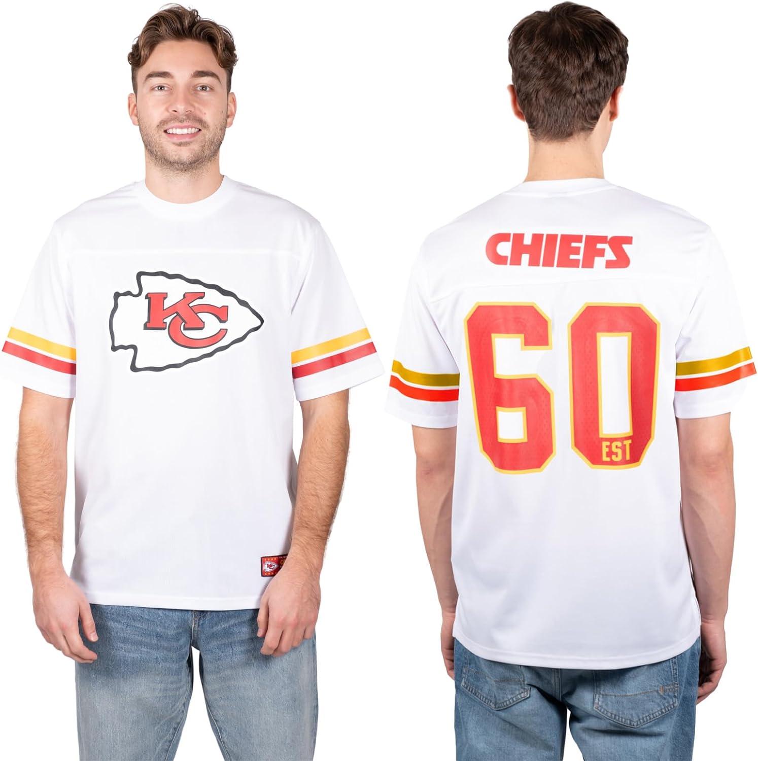 Ultra Game NFL Kansas City Chiefs Mens Standard Jersey Crew Neck Mesh Stripe T-Shirt|Kansas City Chiefs - UltraGameShop