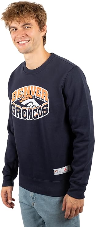 Ultra Game NFL Denver Broncos Men's Super Soft Ultimate Crew Neck Sweatshirt|Denver Broncos