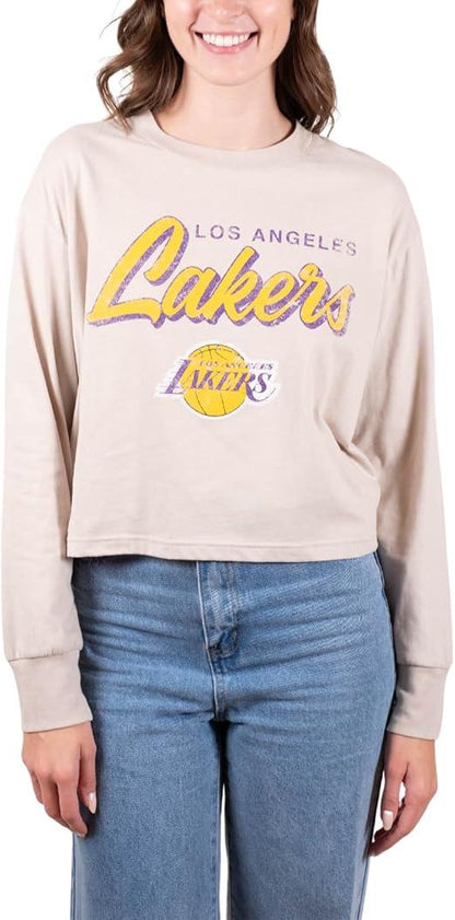 Ultra Game NBA Los Angeles Lakers Women's Super-Soft Crop Top Shirt|Los Angeles Lakers - UltraGameShop