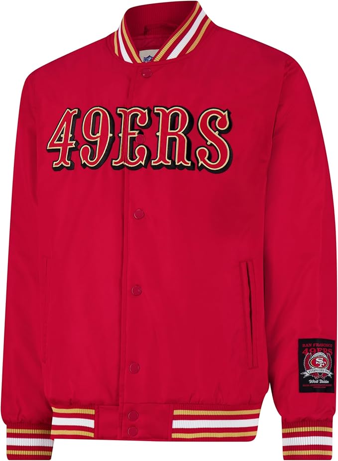 Ultra Game Adults NFL Official Smashing Records Satin Jacket|San Francisco 49ers