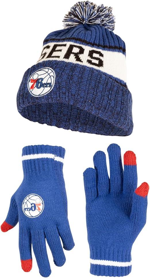 Ultra Game NBA Philadelphia 76ers Adults Super Soft Winter Beanie Knit Hat With Extra Warm Touch Screen Gloves|Philadelphia 76ers - UltraGameShop