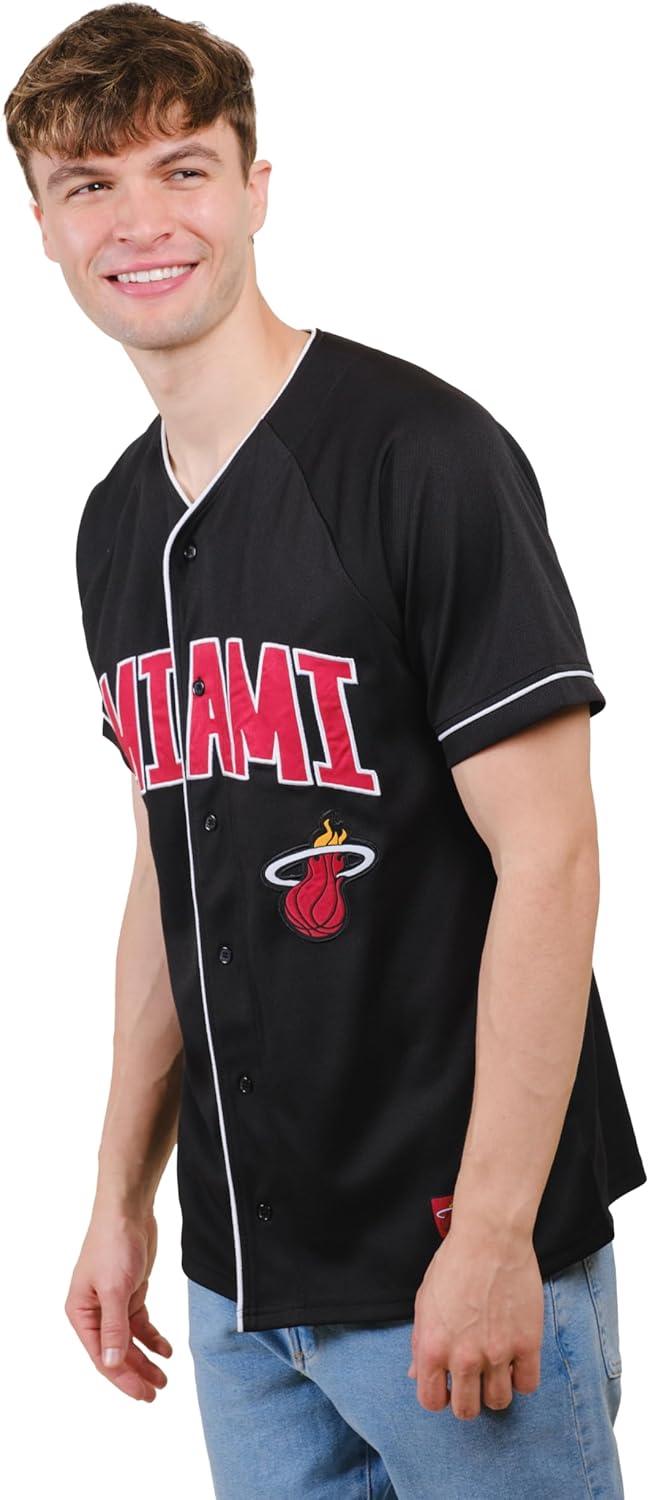 Ultra Game NBA Miami Heat Men's Mesh Button Down Baseball T-Shirt|Miami Heat - UltraGameShop