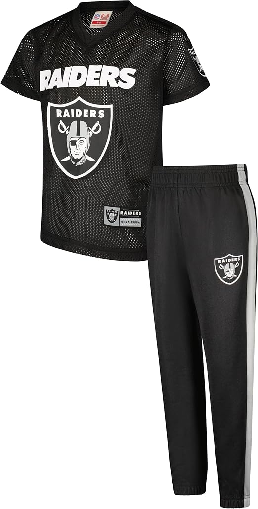 Ultra Game NFL Official Youth Uniform Set - Includes Super Soft Jersey, Pants, Iron on Numbers & Team Sticker Set, Las Vegas Raiders, Team Color|Las Vegas Raiders