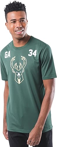 Ultra Game NBA Milwaukee Bucks - Giannis Antetokounmpo Men's Players Quick Dry Active T-Shirt|Milwaukee Bucks - Giannis Antetokounmpo - UltraGameShop