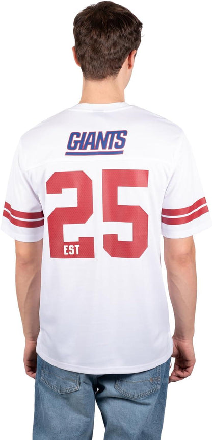 Ultra Game NFL New York Giants Mens Standard Jersey Crew Neck Mesh Stripe T-Shirt|New York Giants - UltraGameShop