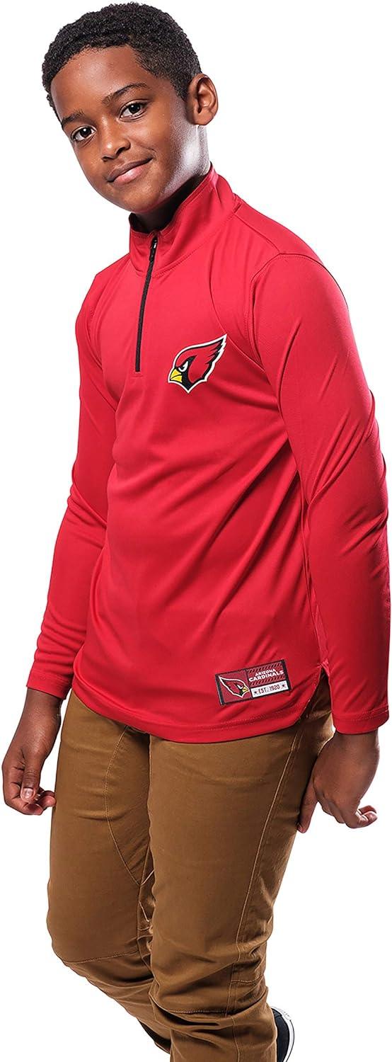 Ultra Game NFL Arizona Cardinals Youth Super Soft Quarter Zip Long Sleeve T-Shirt|Arizona Cardinals - UltraGameShop