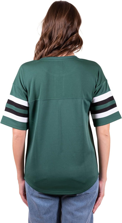 Ultra Game NFL New York Jets Womens Standard Lace Up Tee Shirt Penalty Box|New York Jets - UltraGameShop