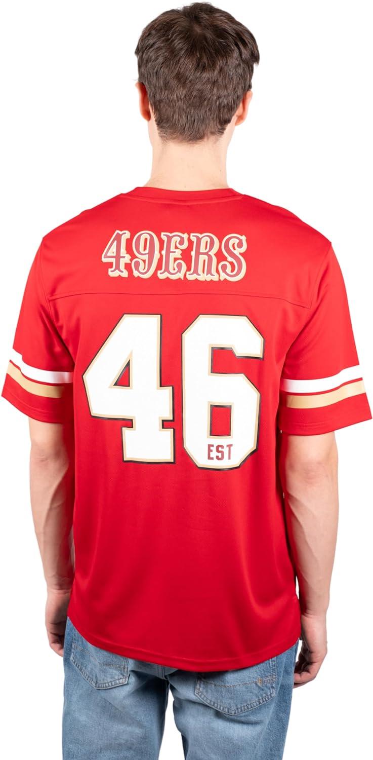 Ultra Game NFL San Francisco 49ers Mens Standard Jersey Crew Neck Mesh Stripe T-Shirt|San Francisco 49ers - UltraGameShop